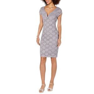Connected Apparel Gold Embellished Pewter Dress